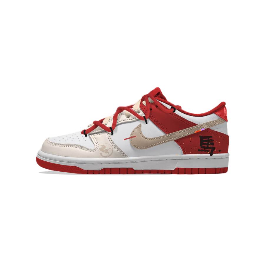 Nike Nike Dunk Abrasion Resistant Lightweight Slip Resistant Low top Skateboard Shoes Unisex Red White