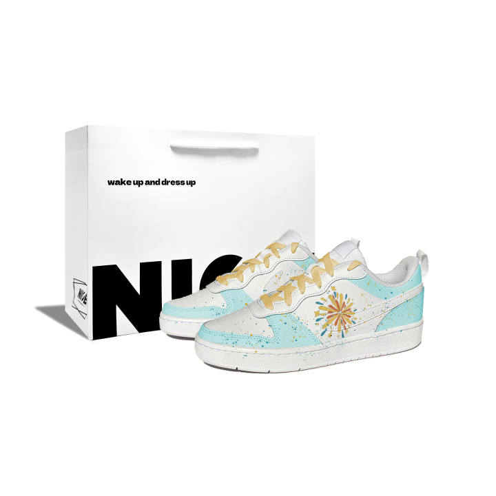 Nike Nike Court Borough 2 Sky Spark, Han Yang Dimension, Shopping Bag, Campus Style, Girlish Outfit Leather Individual
