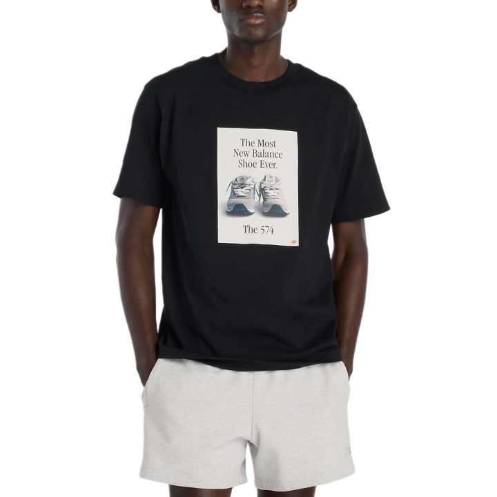 New Balance New Balance T Shirts Men's Black Crew Neck Moderate