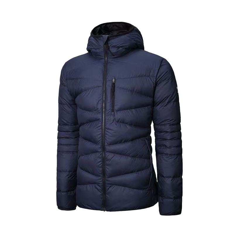 Reebok Puffer Jackets Men's Navy Blue Hooded Moderate Puffer Jacket