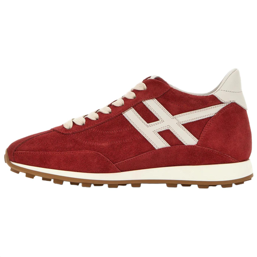 HOGAN Athletic Cow Leather Low top Casual Shoes Women's Red