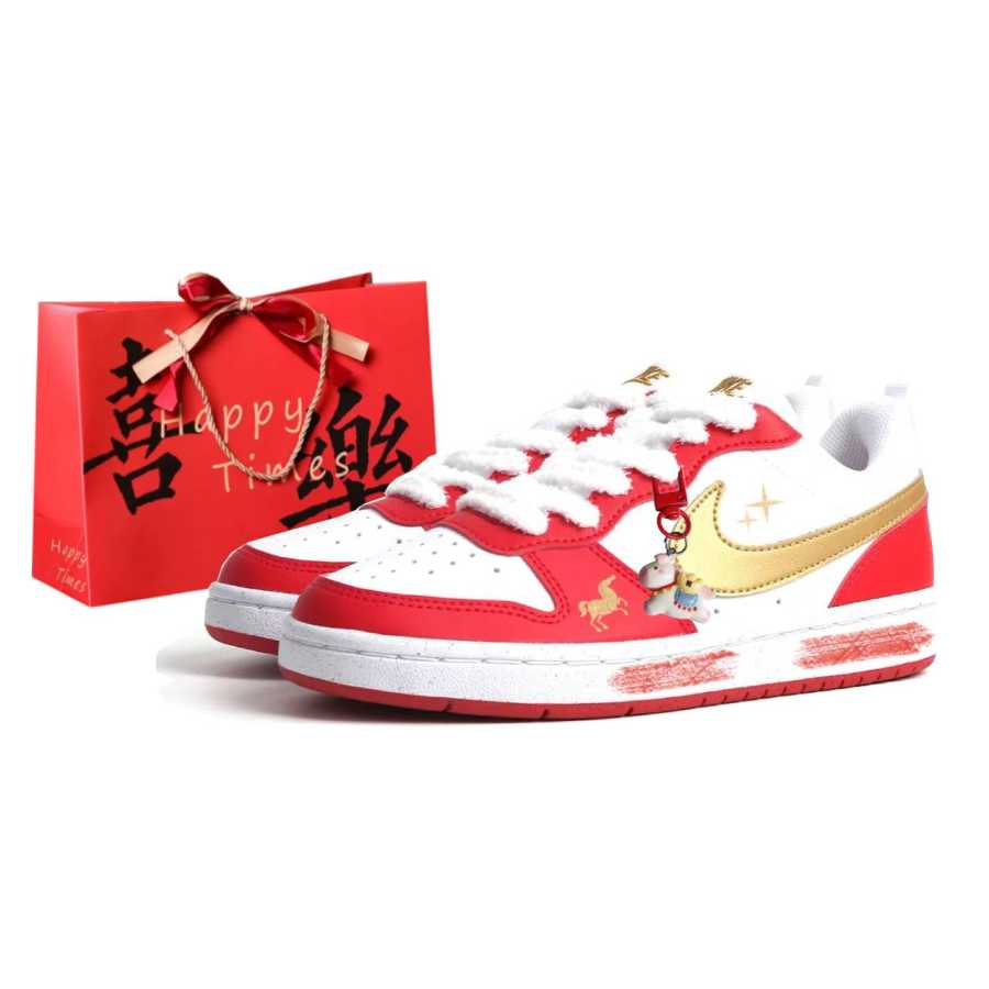 Nike Nike Court Borough 2 Gilded Junle, Kung Fu Rabbit Leather Cushioning Abrasion Resistant Slip Resistant