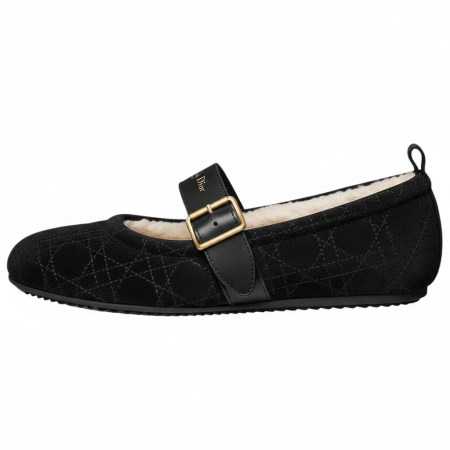 DIOR Dioralps Frost Flat Mary Jane Shoes Women's Black