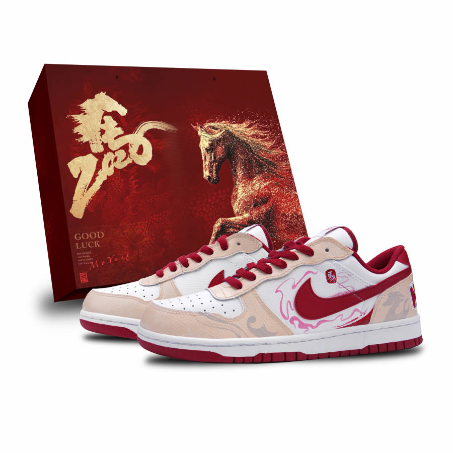 Nike Nike Big Immediate Blessing LD Leather Abrasion Resistant Low top Skateboard Shoes Men's White Red
