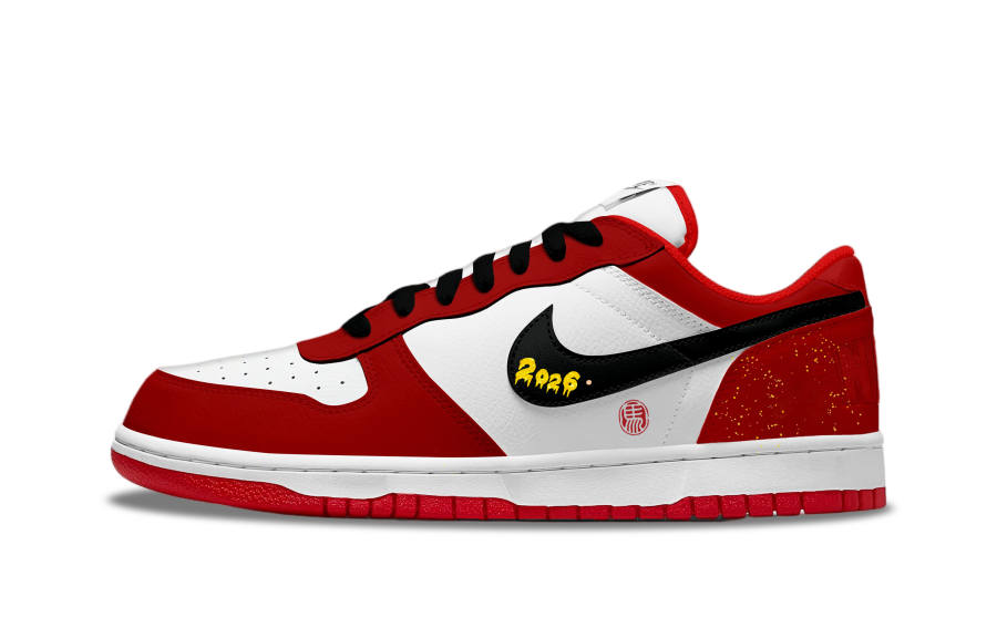 Nike Nike Big New Year Greeting Card Abrasion Resistant Breathable Low top Skateboard Shoes Men's Red White