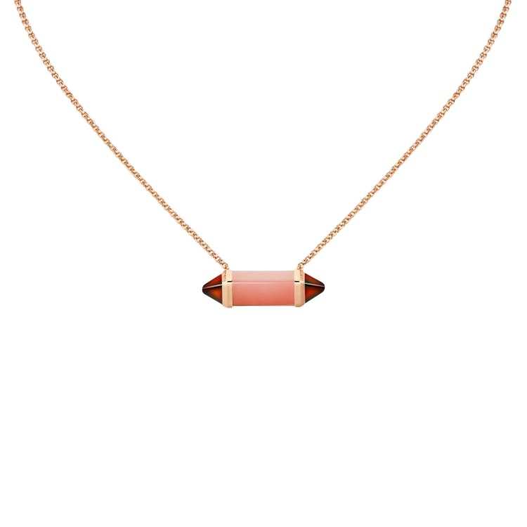 CARTIER Les Berlingots De Cartier Collection 18K Gold Garnet Necklaces Unisex Rose Gold
