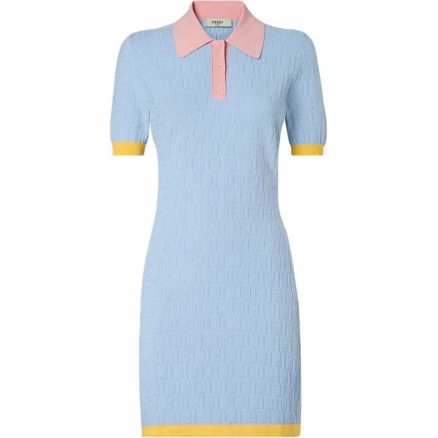 FENDI SS26 Short Sleeved Dress Women's Light Blue