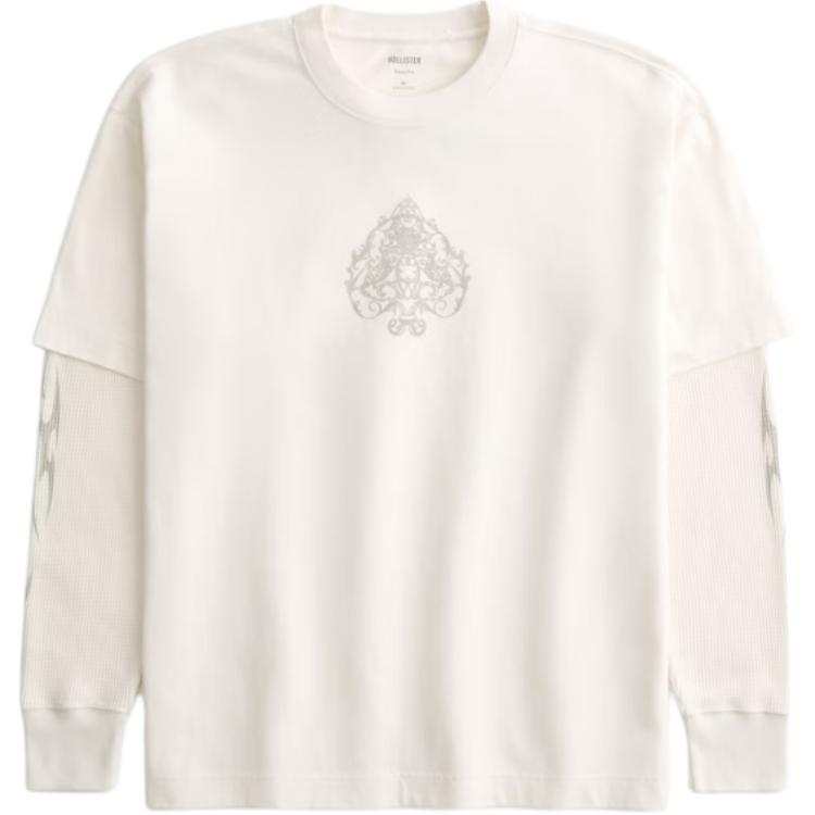 Hollister/ T Shirts Men's Cream Crew Neck Moderate Mock Two Piece