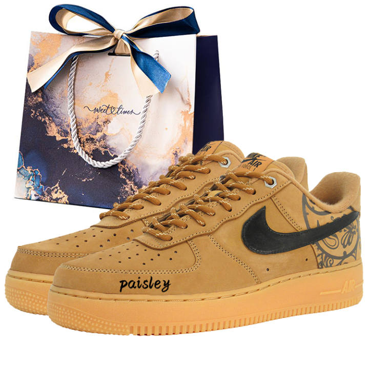Nike Nike Air Force 1 Simple Pack Cashews Cow Leather Abrasion Resistant Lightweight Slip Resistant Low top Skateboard Shoes