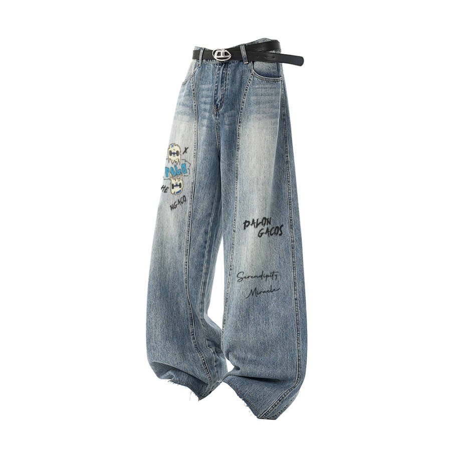 PAL ONGACO Jeans Unisex Blue Moderate Wide Leg Pants