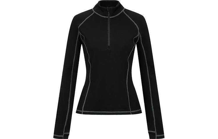URBAN REVIVO T Shirts Women's Black Stand Collar Moderate