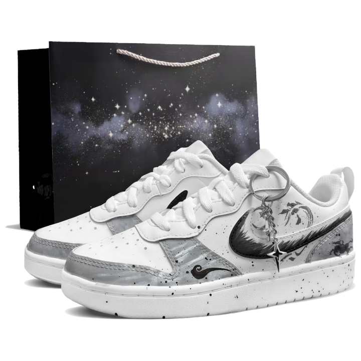 Nike Nike Court Borough Ink Shadow Swift Flame Synthetic Leather Abrasion Resistant, Lightweight, And Breathable Low top