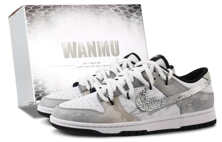 Nike Nike Dunk Quick Horse With Whip Abrasion Resistant Slip Resistant Low top Skateboard Shoes Unisex White Gray