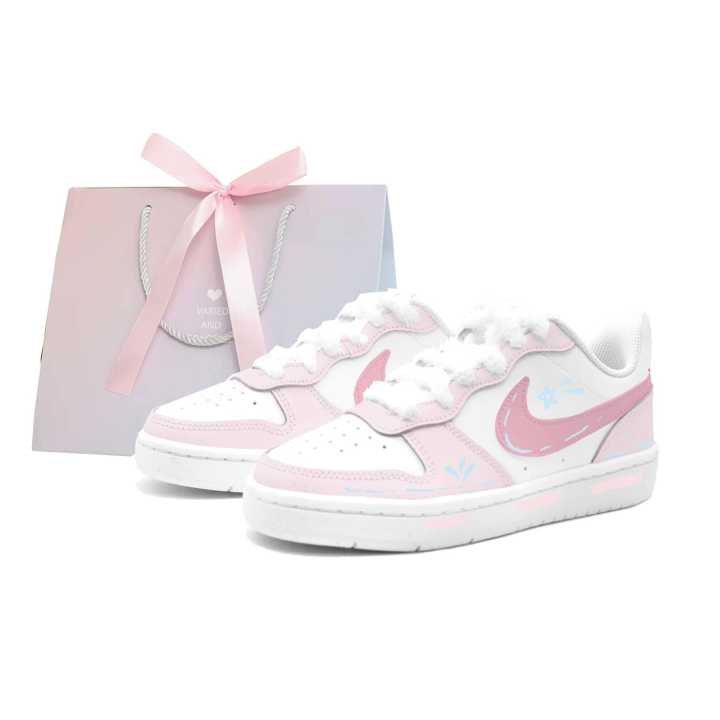 Nike Nike Court Borough 2 Pink Dream Rabbit Leather Cushioning Abrasion Resistant Slip Resistant