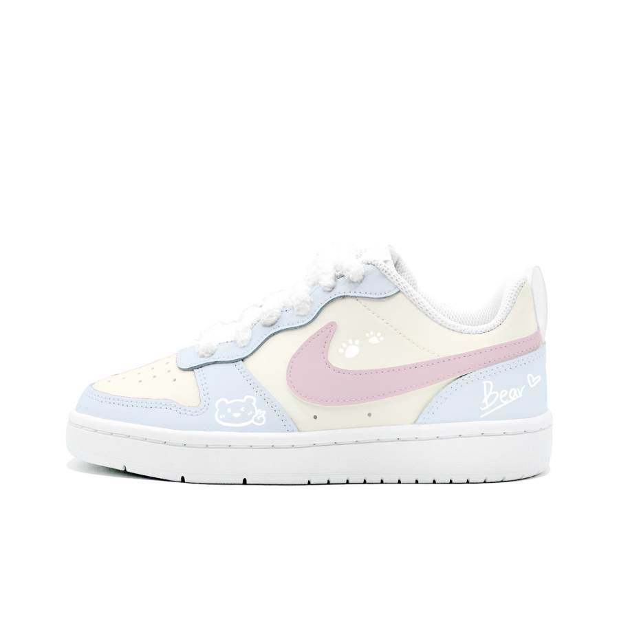 Nike Nike Court Borough 2 Milk Blue Bear Paw, Kung Fu Rabbit Leather Cushioning Abrasion Resistant Slip Resistant
