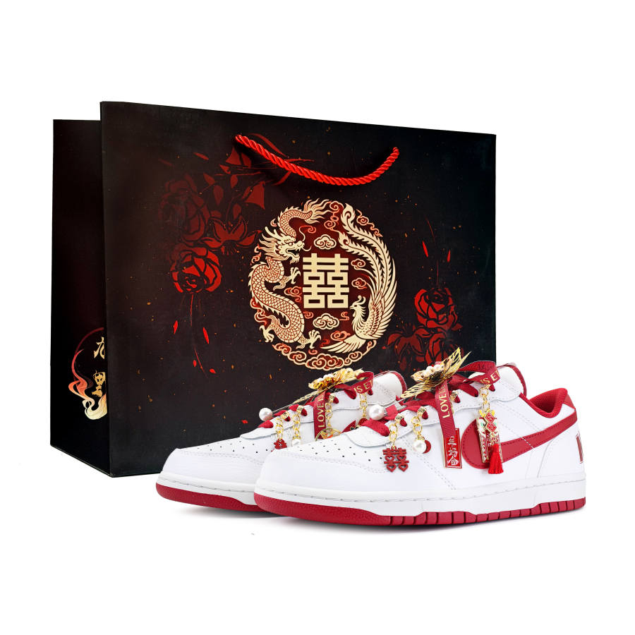 Nike Nike Big Slip Resistant Abrasion Resistant Low top Skateboard Shoes Men's Red White