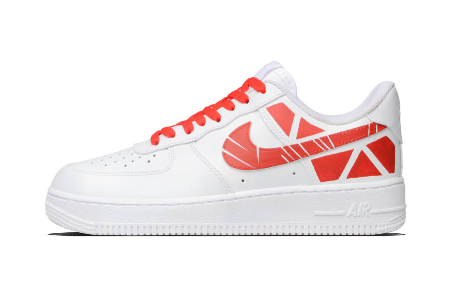 Nike Nike Air Force 1 Fiery Geometric Cow Leather Abrasion Resistant Abrasion Resistant Low top Skateboard Shoes Unisex Red