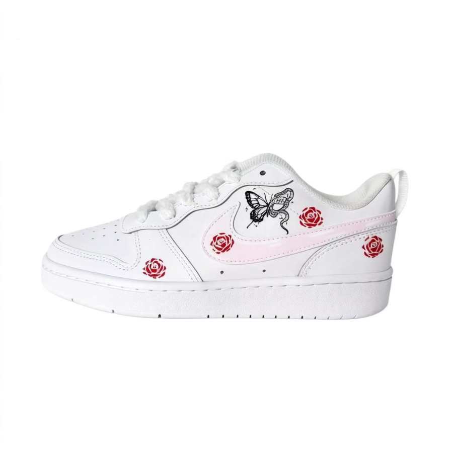 Nike Nike Flower Cluster And Butterfly Flying Leather Cushioning Abrasion Resistant Slip Resistant Low top Skateboard Shoes