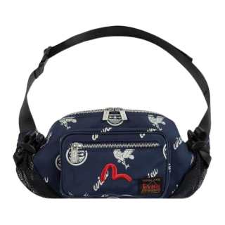 EVISU Embroidery Shoulder Bag, Crossbody Bag Men's Blue