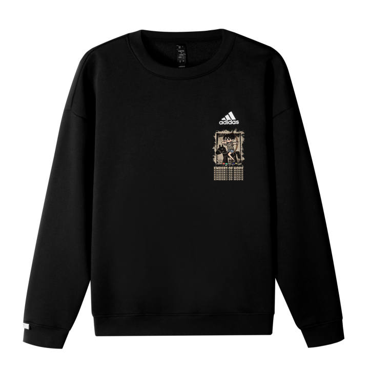 Adidas Adidas LABEL Fleece Lined CNY Immediate Success Logo Crew Neck Loose Fit Drop Shoulder Pullover Long Sleeved Sweatshirt