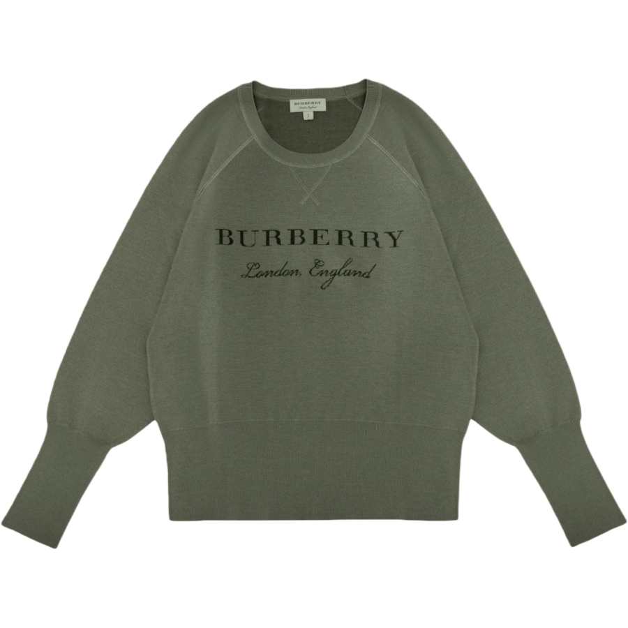 Burberry Sweaters Women's Gray Green Crew Neck Moderate Straight Fit