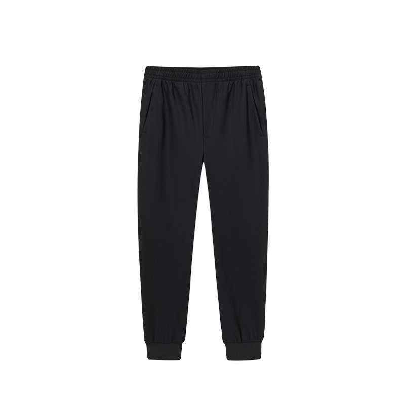 ANTA Knitted Sweatpants Men's Black Moderate Cuffed Pants