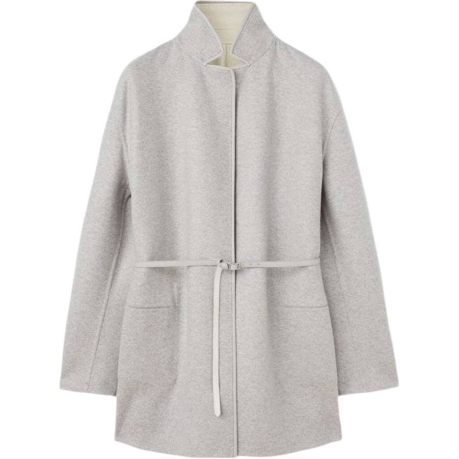 Loro Piana Coats Women's Cloud Gray Lapel Moderate