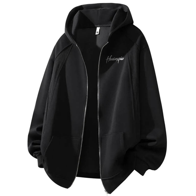 HUANQIU Sweatshirts Unisex Hooded Thickened Cardigan