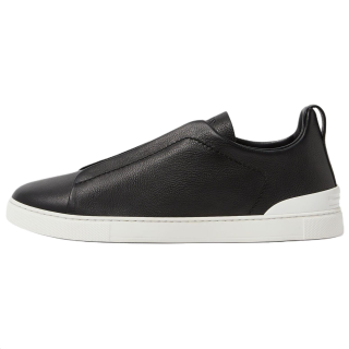 Ermenegildo Zegna Triple Stitch Secondskin Leather Low top Skateboard Shoes Men's Black
