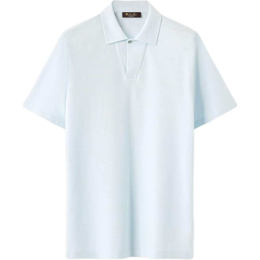 Loro Piana Polo Shirts Men's Light Blue Polo Collar Moderate Straight Fit