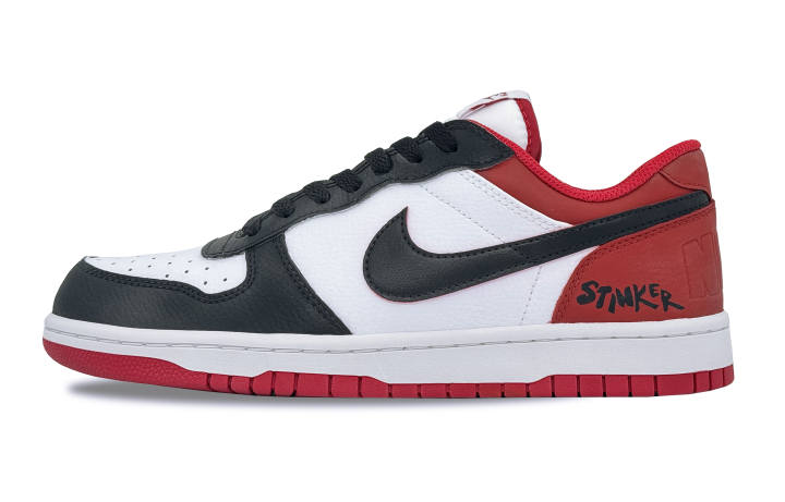 Nike Nike Big Abrasion Resistant Low top Skateboard Shoes Men's Black White Red