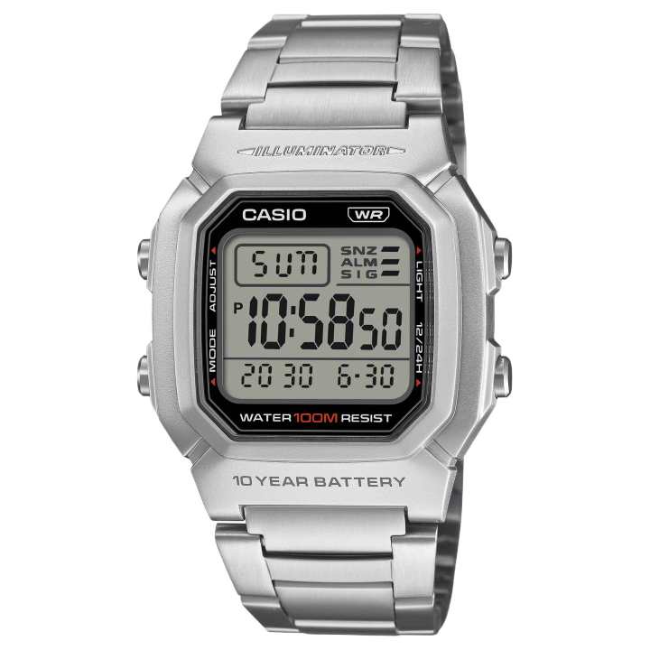CASIO CASIO Vintage Small Block Quartz Movement Stainless Steel Strap Watch Men's Watches Gray Dial