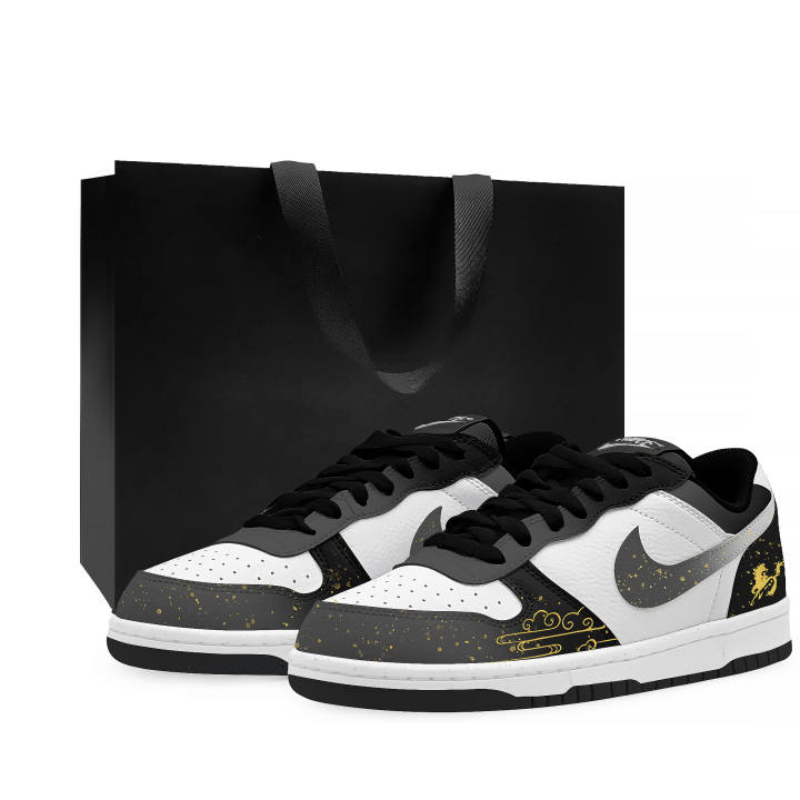 Nike Nike Big Low Lu Thermal Slip Resistant Cushioning Abrasion Resistant Low top Skateboard Shoes Unisex Black Gray Gold