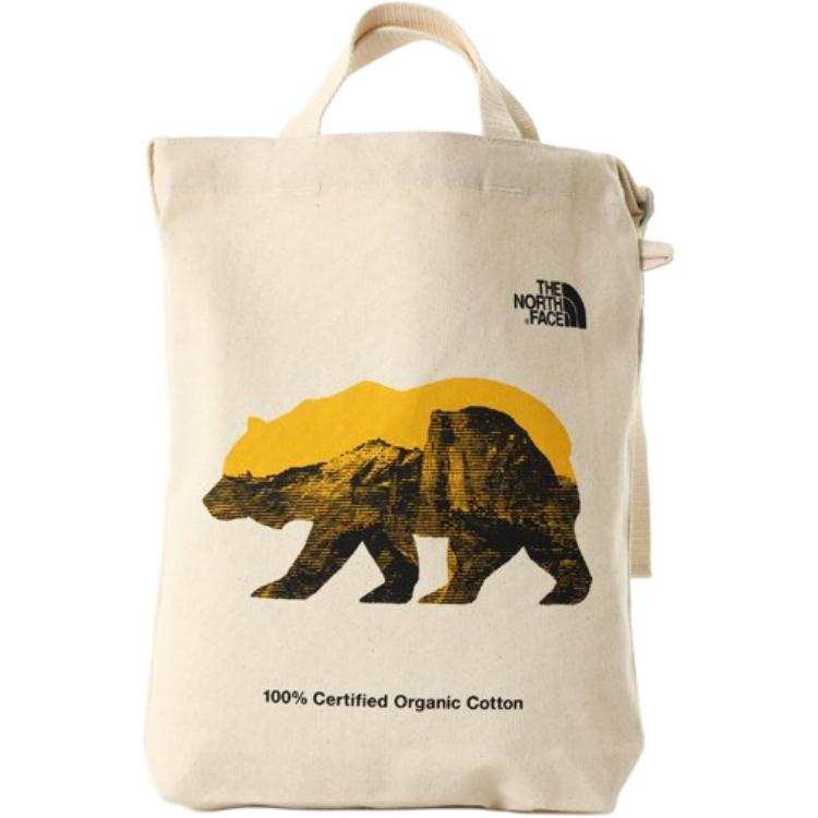 THE NORTH FACE Organic Cotton One Shoulder Handbag Crossbody Bag Unisex Natural Patch Bear Print