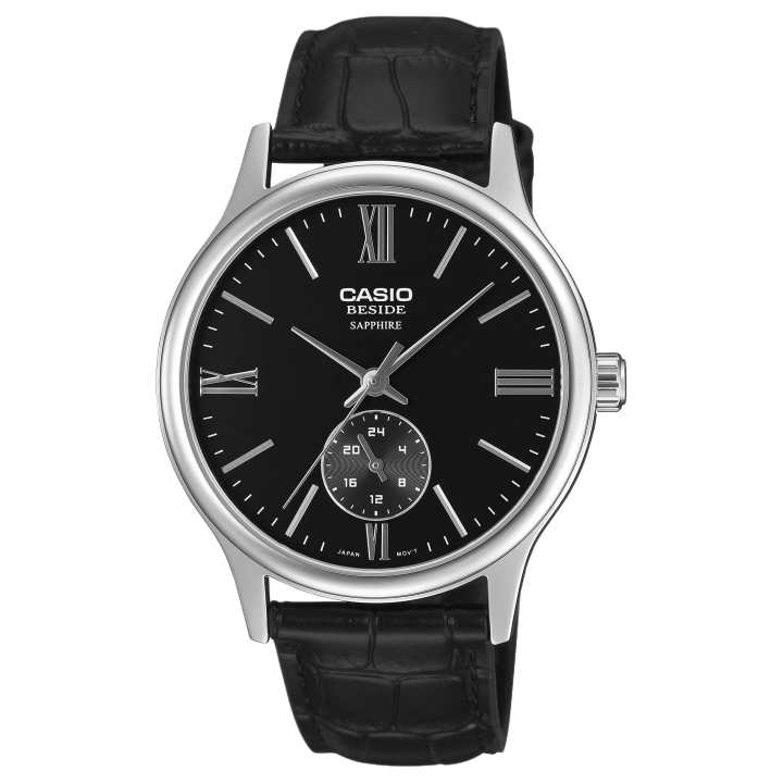 CASIO CASIO Beside Quartz Movement Genuine Leather Strap Watch Men's Watches Black Dial