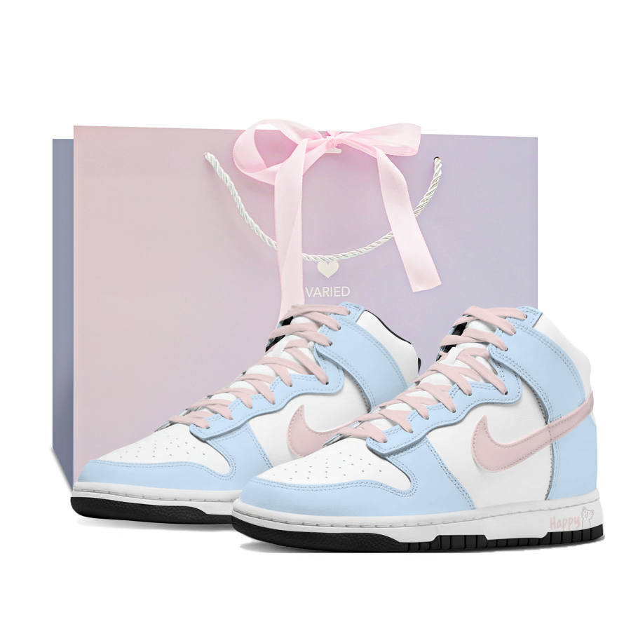Nike Nike Dunk Thermal Cushioning Abrasion Resistant High top Skateboard Shoes Women's Blue, Pink
