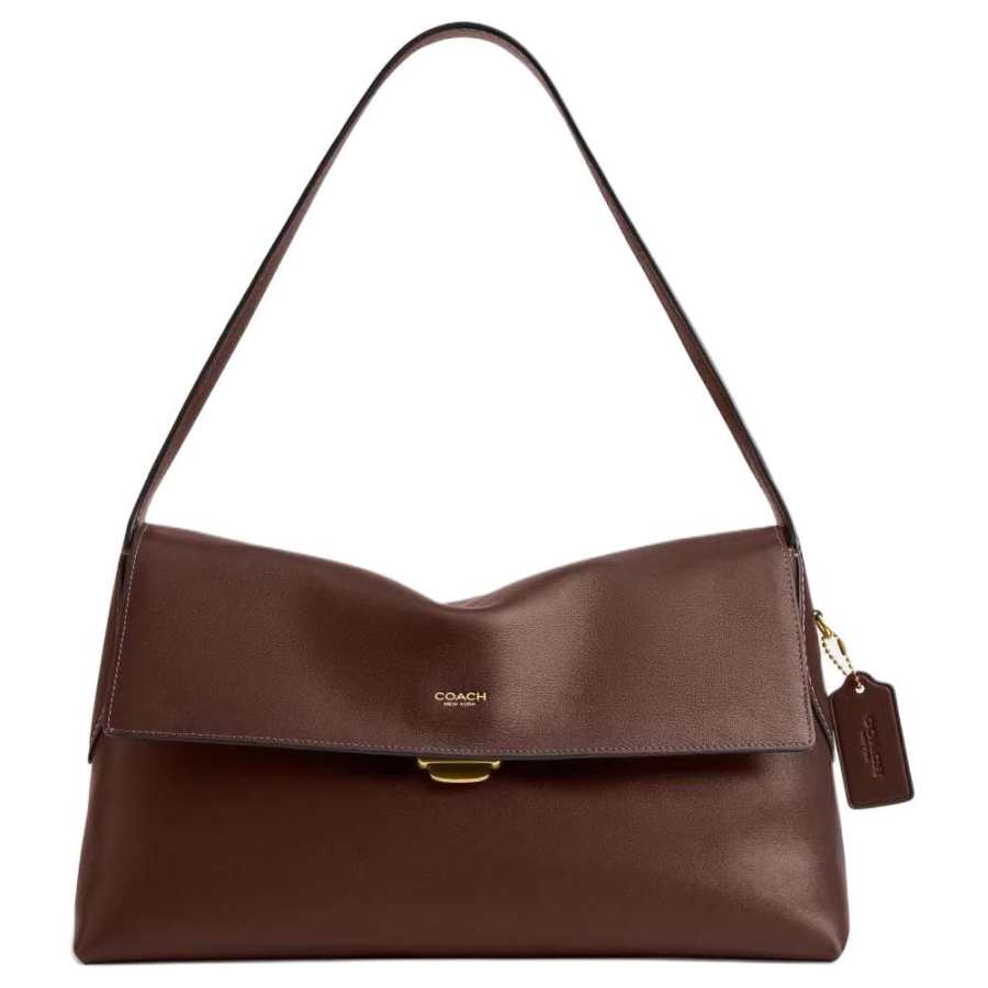 COACH Chelsea Natural Grain Cow Leather Shoulder Bag Large Women's Maple Brown