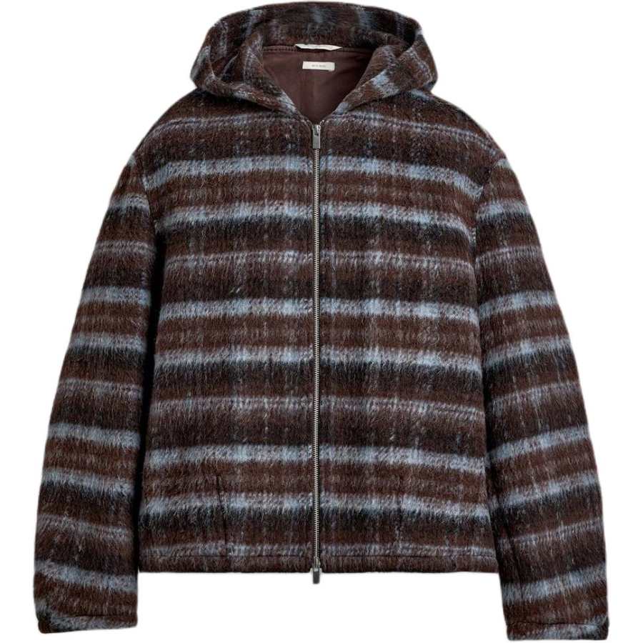 ZARA Jackets Men's Brown Blue Hooded Non Detachable Moderate Other