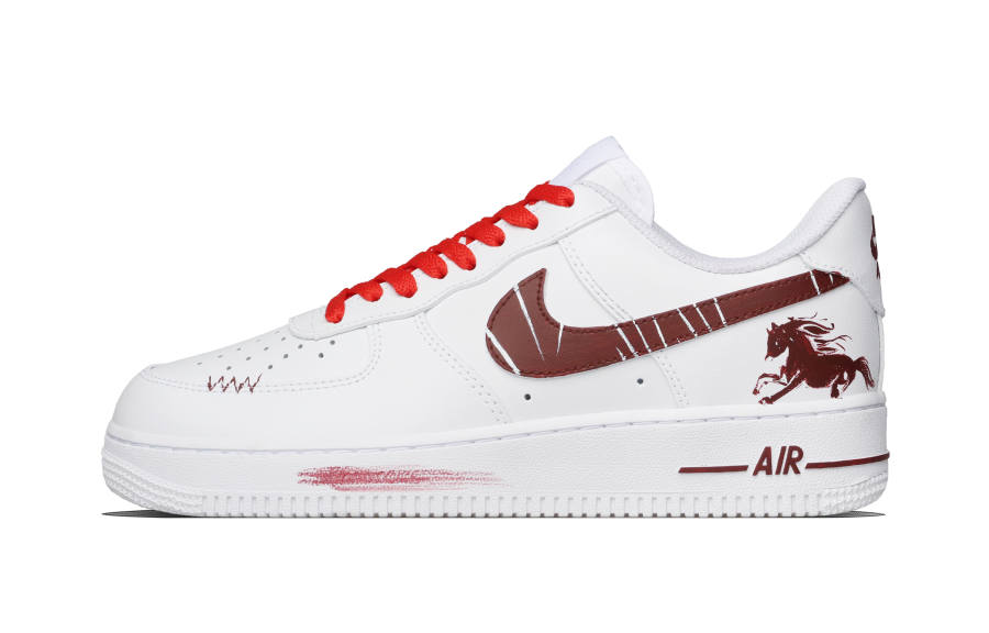 Nike Nike Air Force 1 Leaping Ahead Cow Leather Abrasion Resistant Abrasion Resistant Low top Skateboard Shoes Unisex Red