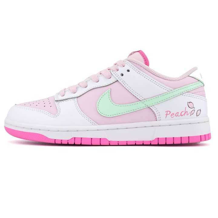Nike Nike Dunk Peach Blossom Mint Abrasion Resistant Low top Skateboard Shoes Women's White Pink