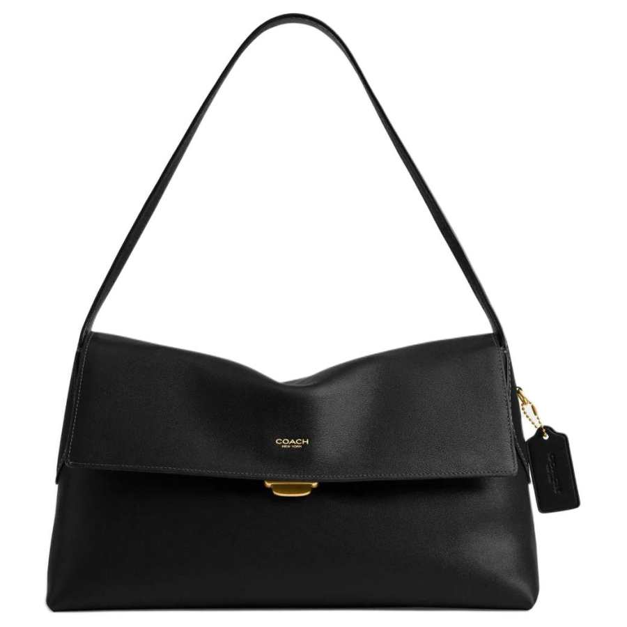 COACH Chelsea Natural Grain Cow Leather Shoulder Bag Large Women's Black
