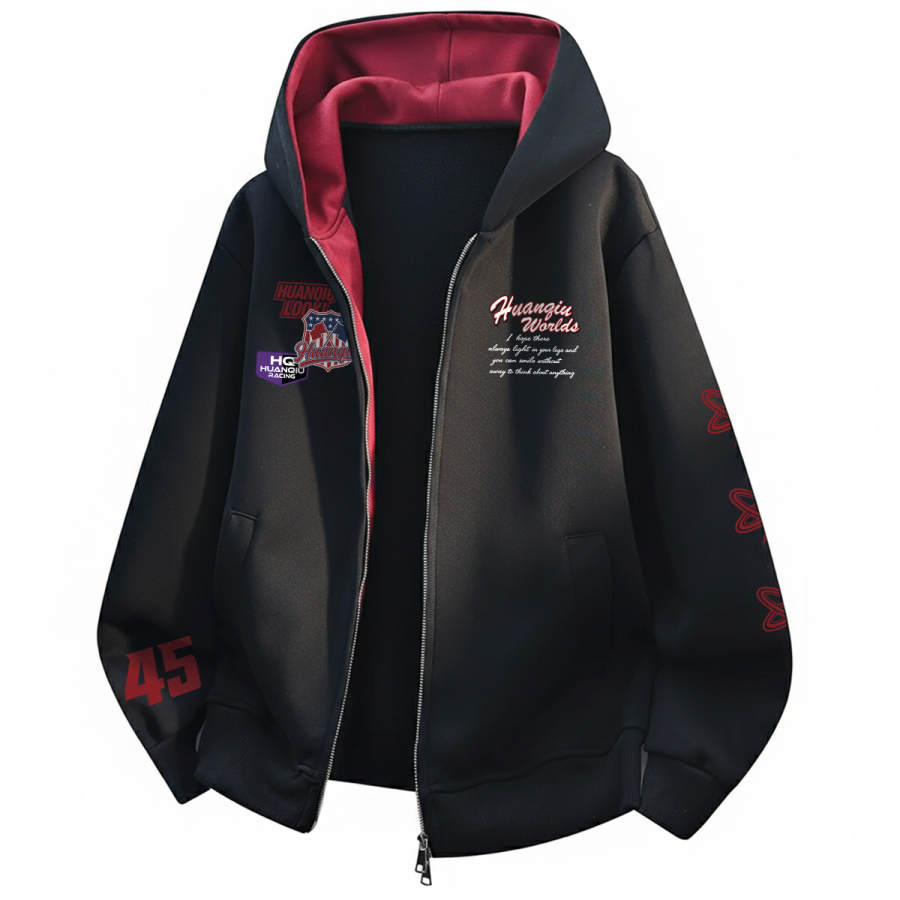 HUANQIU Sweatshirts Unisex Hooded Thickened Cardigan