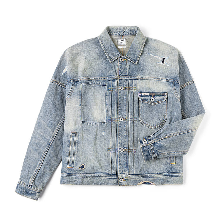 Lee Lee Denim Jackets Men's Medium Light Blue Lapel Moderate Straight Fit