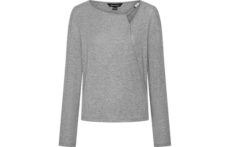 URBAN REVIVO T Shirts Women's Cool Gray Crew Neck