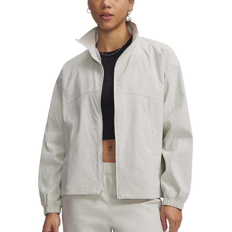 Under Armour Jackets Women's Light Beige Gray Stand Collar Moderate Other