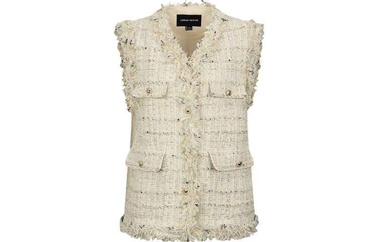 URBAN REVIVO Vests Women's Ecru Crew Neck Thickened Other