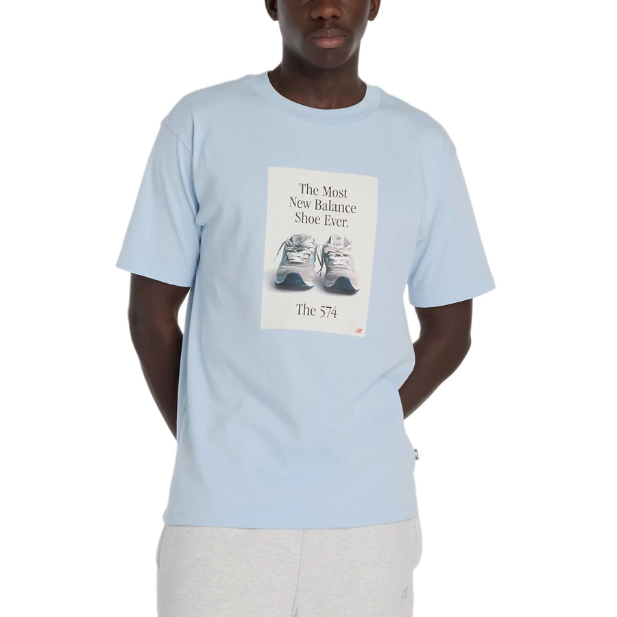New Balance New Balance T Shirts Men's Oxford Blue Crew Neck Moderate