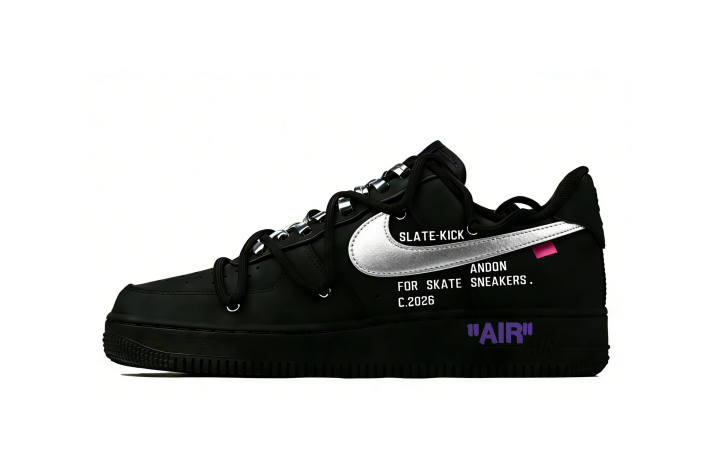 Nike Nike Air Force 1 'The 50' Abrasion Resistant Low top Skateboard Shoes Unisex Black Silver