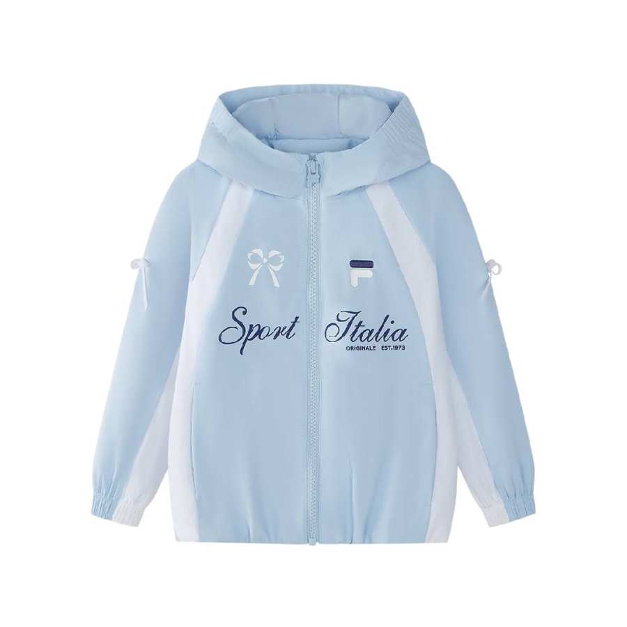 FILA KIDS Jacket FW25 ORIGINALE Fashion Cute Fleece Lined Thermal Hooded Woven Loose Fit Zippers Long Sleeved
