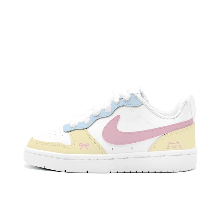 Nike Nike Court Borough 2 Light Color Cute Cat, Kung Fu Rabbit Made Leather Cushioning Abrasion Resistant Slip Resistant
